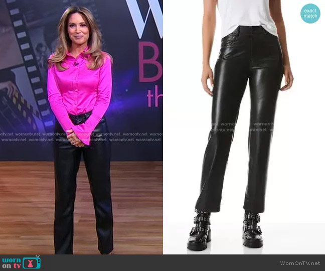 Alice + Olivia Amazing Vegan Leather Boyfriend Pant worn by Rhiannon Ally on Good Morning America