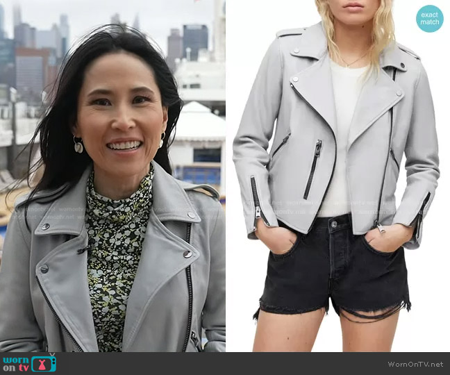 All Saints Fern Leather Biker Jacket worn by Vicky Nguyen on Today