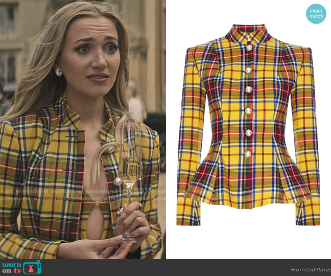 Amuse Bouche Tartan Yellow Jacket worn by Lady Phoebe (Tilly Keeper) on You
