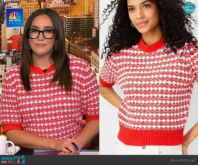 Ann Taylor Tweedy Sweater Tee worn by Savannah Sellers on NBC News Daily