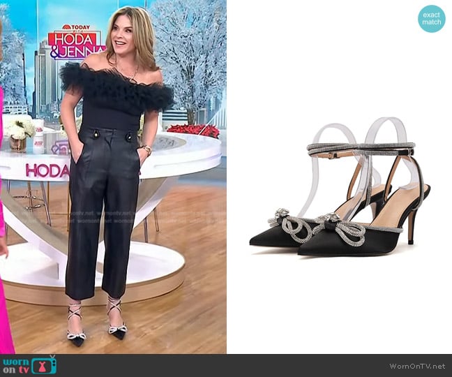 Arqa Bow Heels Ankle Strap Slingback Pumps worn by Jenna Bush Hager on Today