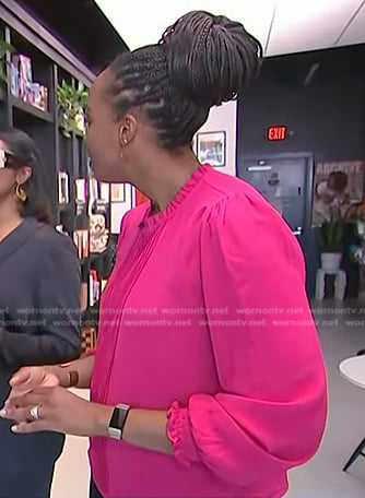 Blayne Alexander’s fuchsia pintuck blouse on Today
