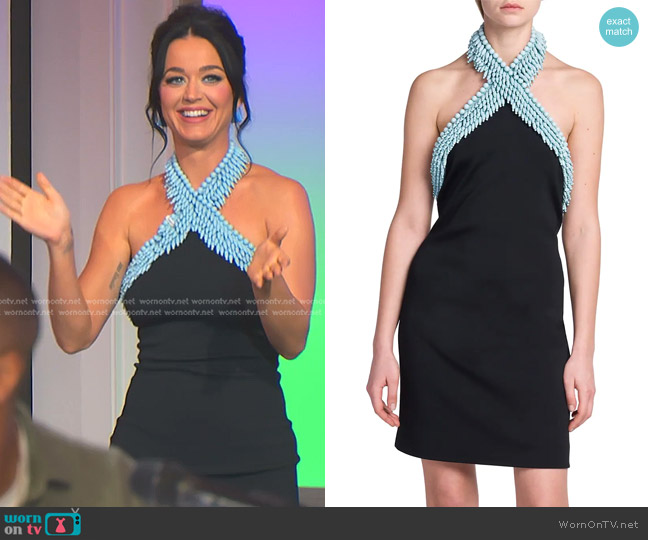 Bottega Veneta Beaded Halter Minidress worn by Katy Perry on American Idol