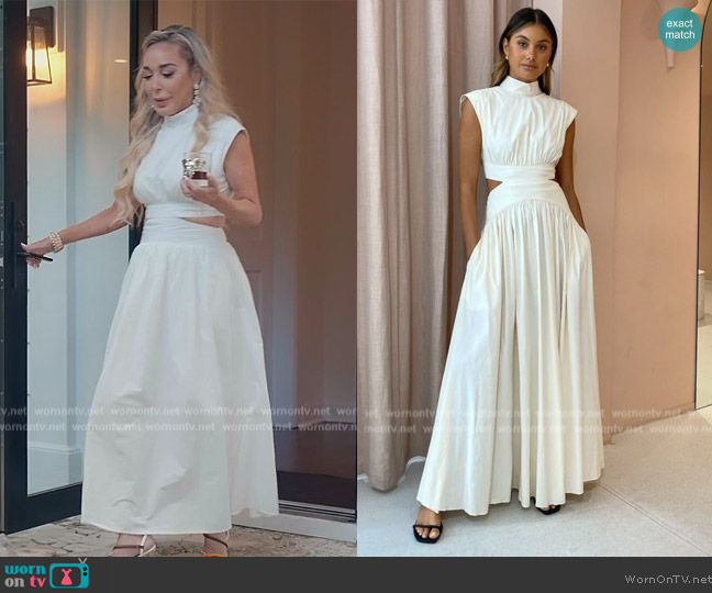Camilla and Marc Oriella Dress in Cream worn by Marysol Patton (Marysol Patton) on The Real Housewives of Miami