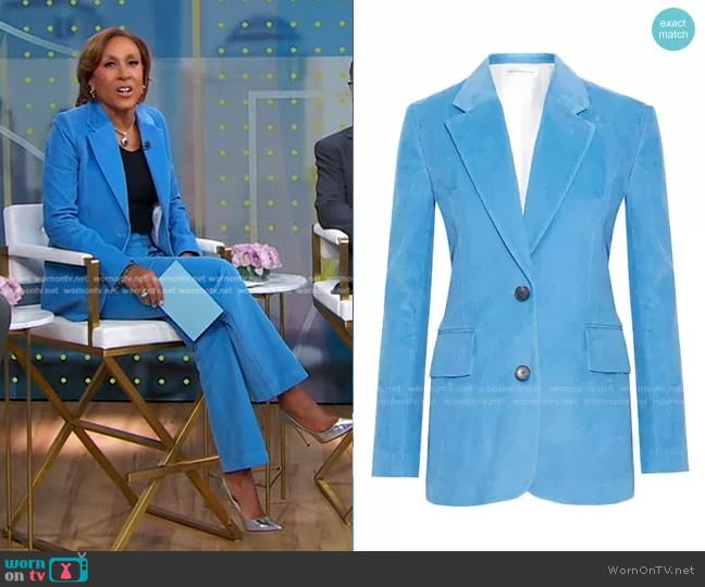 Victoria Beckham Cotton-Corduroy Blazer worn by Robin Roberts on Good Morning America
