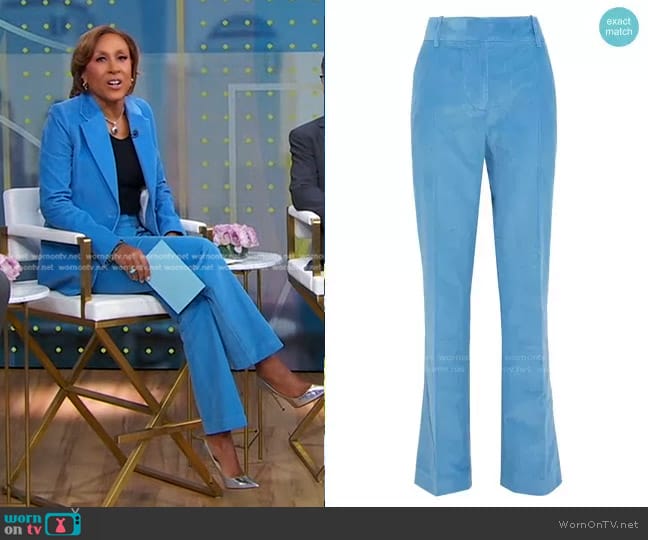 Victoria Beckham Cotton-Corduroy Straight-Leg Pants worn by Robin Roberts on Good Morning America