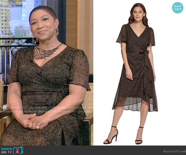 DKNY Printed Flutter-Sleeve Midi Dress worn by Deja Vu on Live with Kelly and Mark