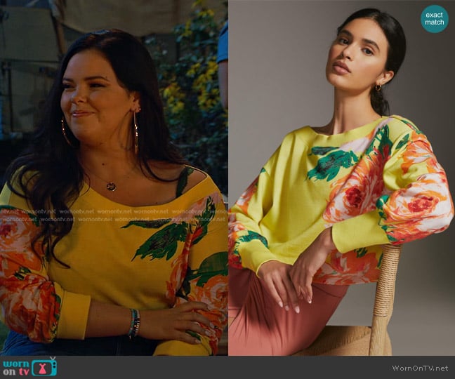 Daily Practice by Anthropologie Wide-Neck Sweatshirt worn by Lou Hockhauser (Miranda May) on Bunkd