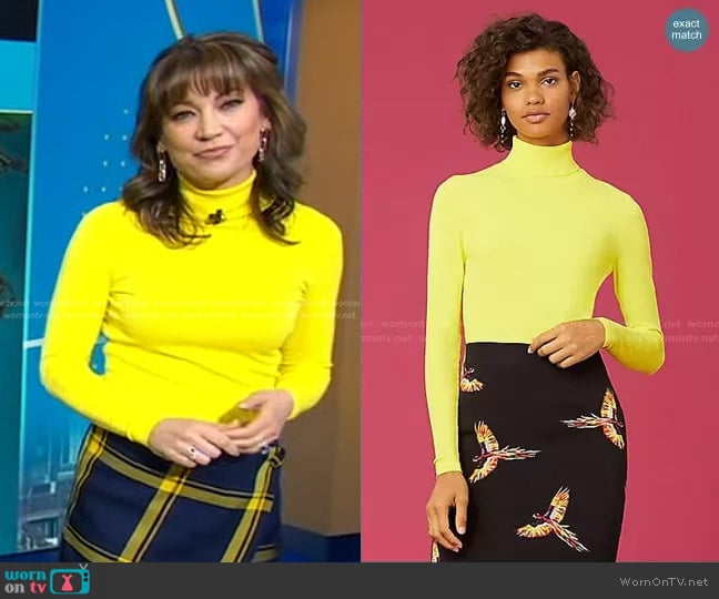 Diane von Furstenberg Jelena Two Turtleneck Top worn by Ginger Zee on Good Morning America