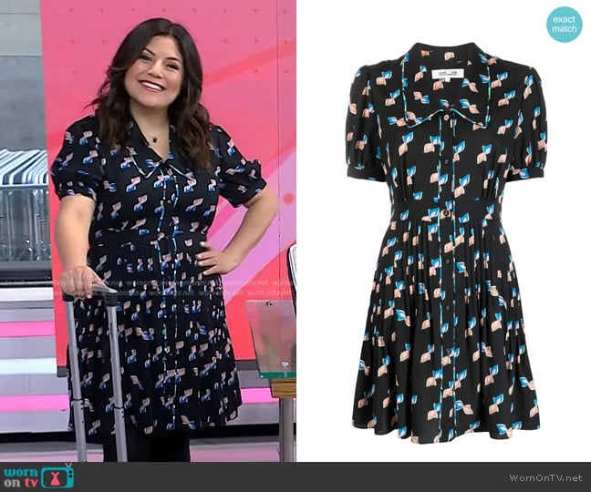 Diane von Furstenberg Darius Mini Dress in Twisted Geo Black worn by Adrianna Barrionuevo Brach on Today