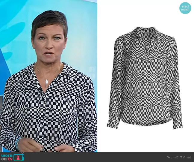 Elie Tahari Contorted Check Silk Blouse worn by Stephanie Gosk on Today