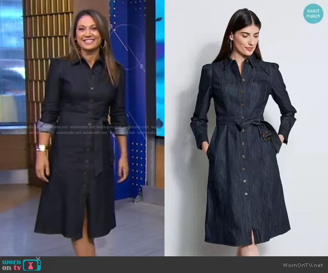 Elie Tahari Denim Midi Dress worn by Ginger Zee on Good Morning America