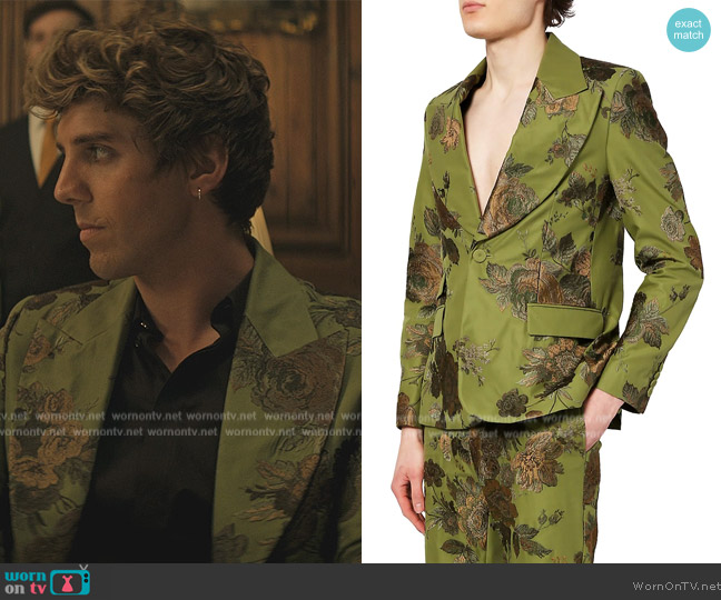Erdem Edward Embroidered Single-Button Jacket worn by Adam Pratt (Lukas Gage) on You