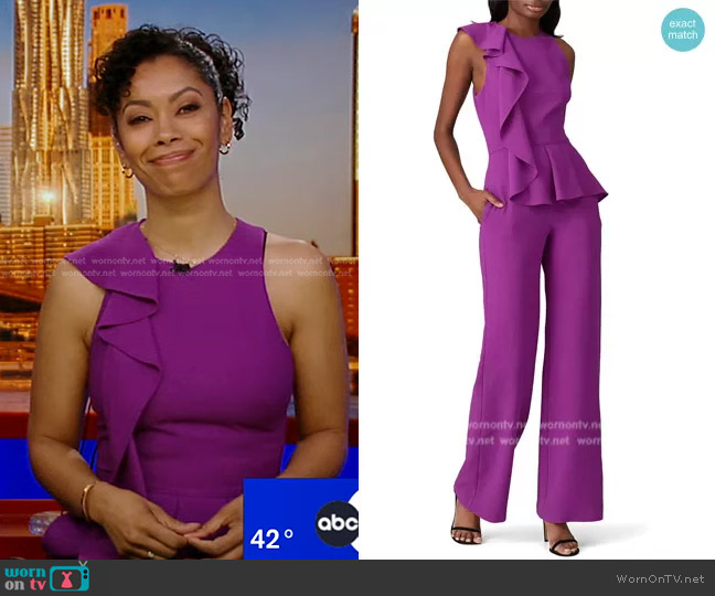Black Halo Felicia Jumpsuit worn by Shirleen Allicot on Good Morning America