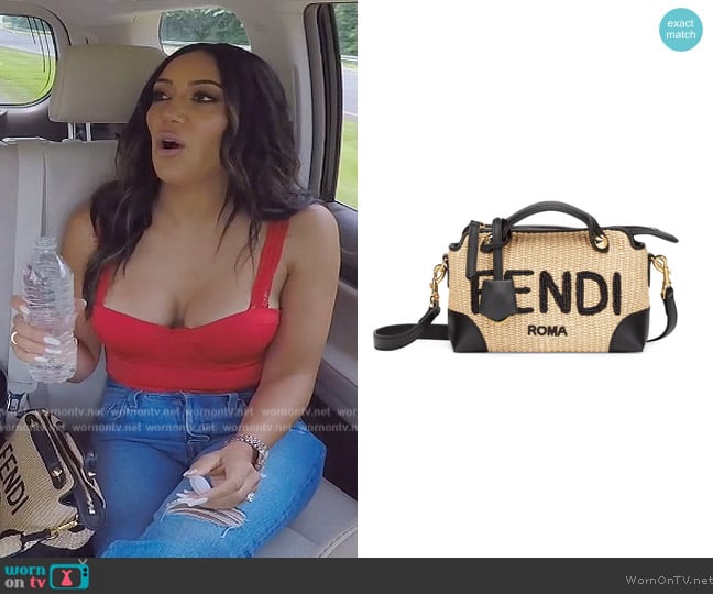 the Way Raffia Satchel by Fendi Mini worn by Melissa Gorga on The Real Housewives of New Jersey