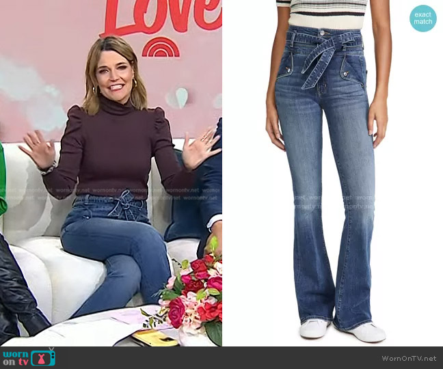Veronica Beard Giselle High-Rise Skinny Flare Jean worn by Savannah Guthrie on Today