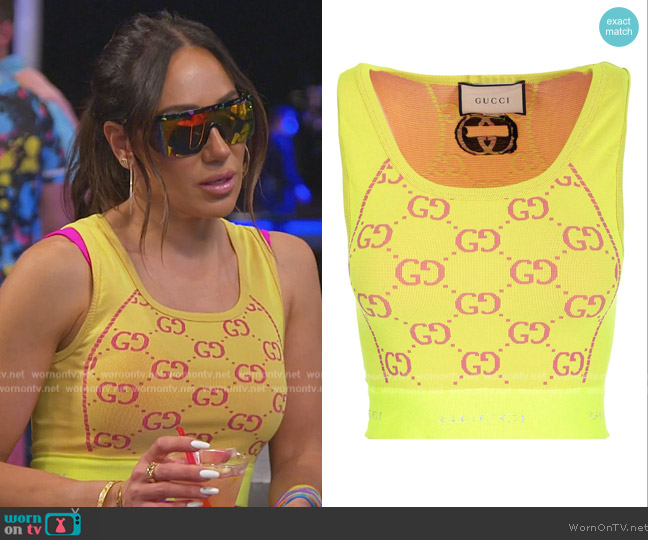 Gucci Gucci GG Jacquard Sleeveless Cropped Top worn by Melissa Gorga on The Real Housewives of New Jersey