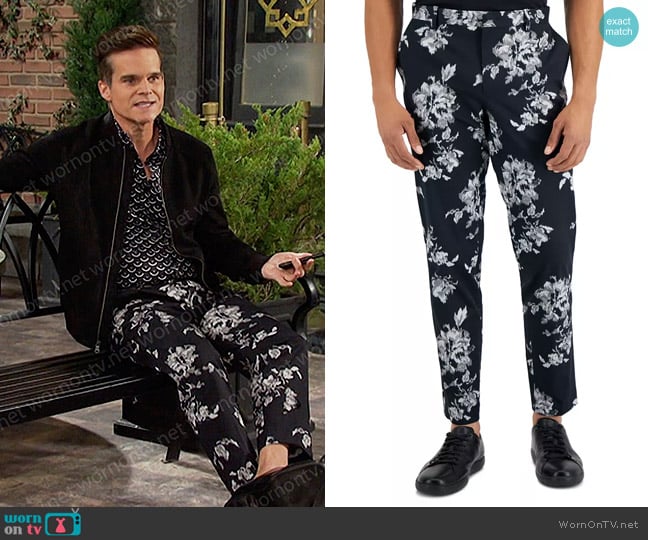 INC International Concepts Slim-Fit Floral Suit Pants worn by Leo Stark (Greg Rikaart) on Days of our Lives
