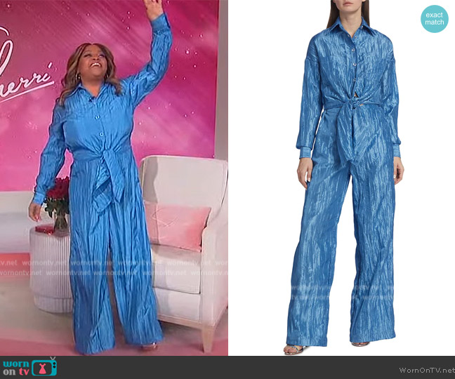 Izayla Signature Tie Front Jumpsuit worn by Sherri Shepherd on Sherri