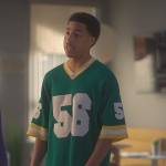 Junior’s green 56 embroidered jersey on Grown-ish