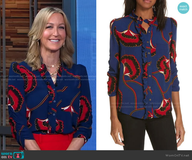 ba&sh Laura Blouse worn by Lara Spencer on Good Morning America