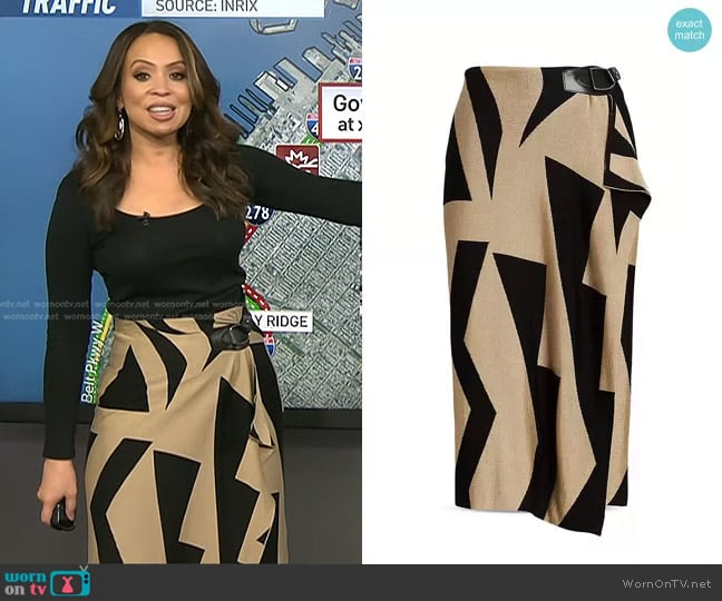 Lauren Ralph Lauren Geo Print Faux Wrap Skirt worn by Adelle Caballero on Today
