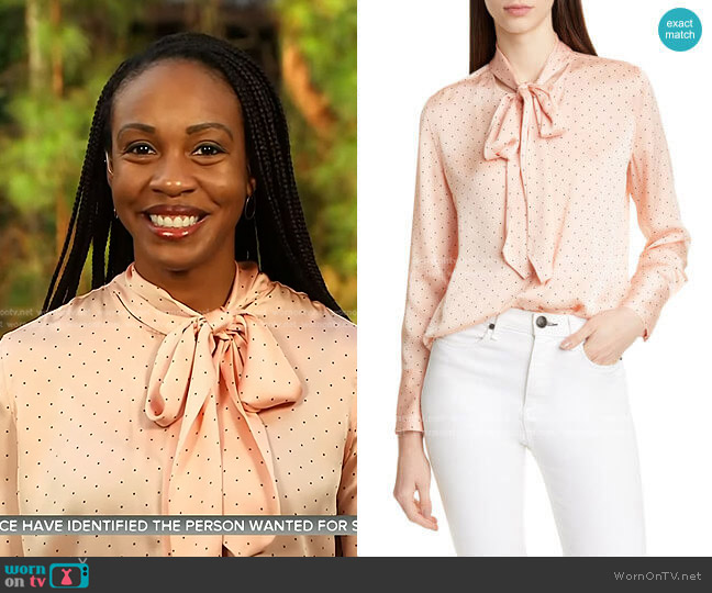 Equipment Luis Blouse in Rose Cloud True Black worn by Blayne Alexander on Today
