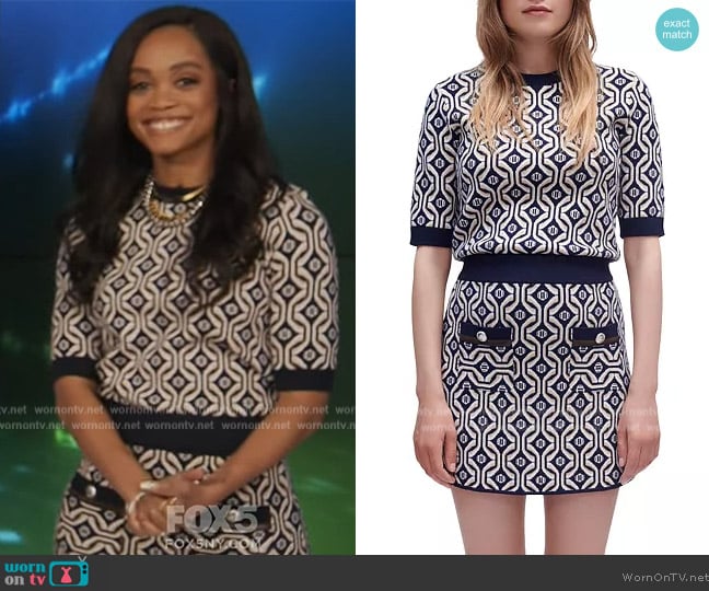 Maje Jacquard Knit Pullover worn by Rachel Lindsay on Extra
