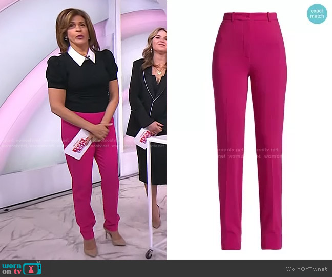 Michael Kors Crepe Cigarette Pants in Fuchsia worn by Hoda Kotb on Today