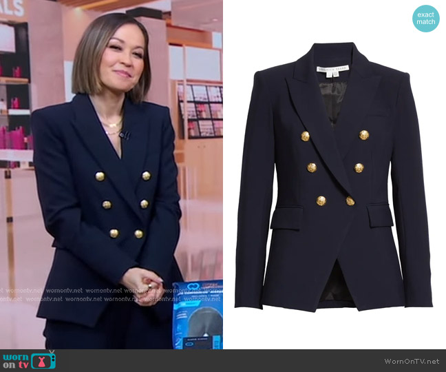 Veronica Beard Miller Dickey Jacket in Navy With Gold Buttons worn by Eva Pilgrim on Good Morning America