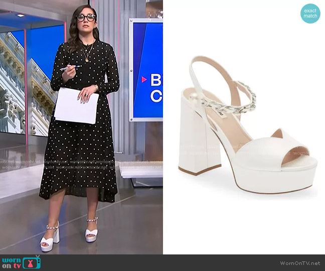 Miu Miu Chain Strap Platform Sandal worn by Savannah Sellers on NBC News Daily