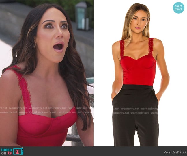 NBD Rose Bustier Top worn by Melissa Gorga on The Real Housewives of New Jersey