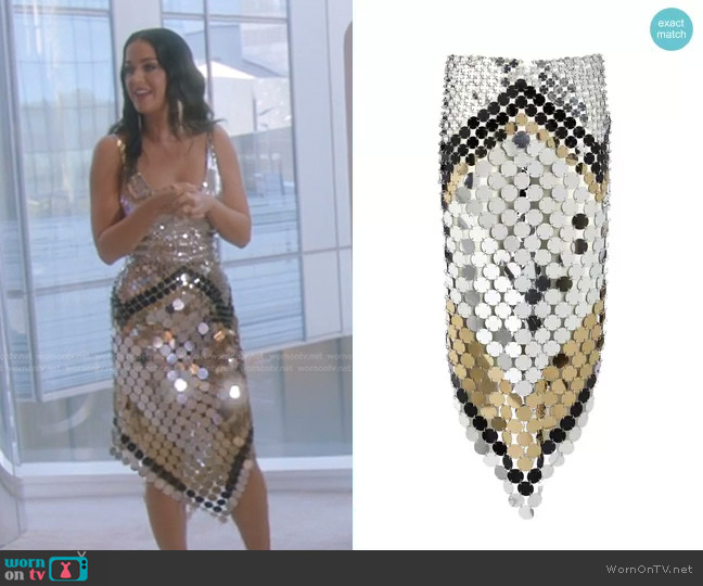 Paco Rabanne Two-Tone Pastilles Skirt worn by Katy Perry on American Idol