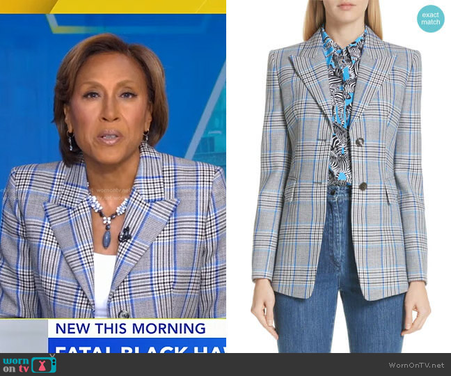 Michael Kors Plaid Pressed Wool Blazer worn by Robin Roberts on Good Morning America