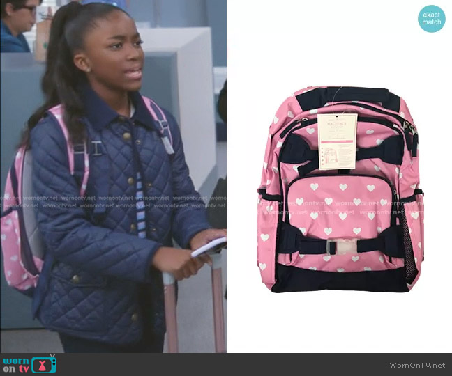 Pottery Barn Heart Valentine Backpack worn by Zola Grey Shepherd (Aniela Gumbs) on Greys Anatomy