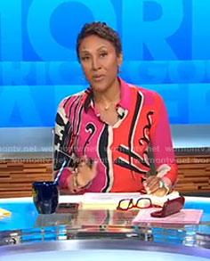 Robin’s pink violin print blouse on Good Morning America