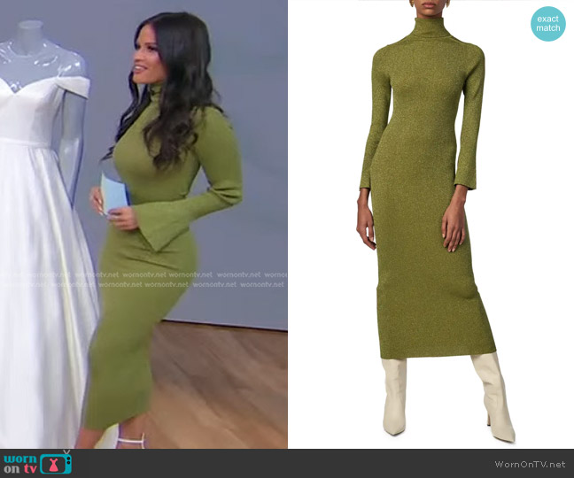 Ronny Kobo Chariuna Metallic Long Sleeve Sweater Dress worn by Rocsi Diaz on Good Morning America