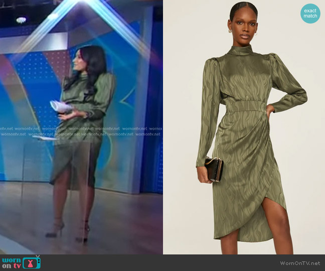Ronny Kobo Puff Sleeve Dress worn by Reena Roy on Good Morning America