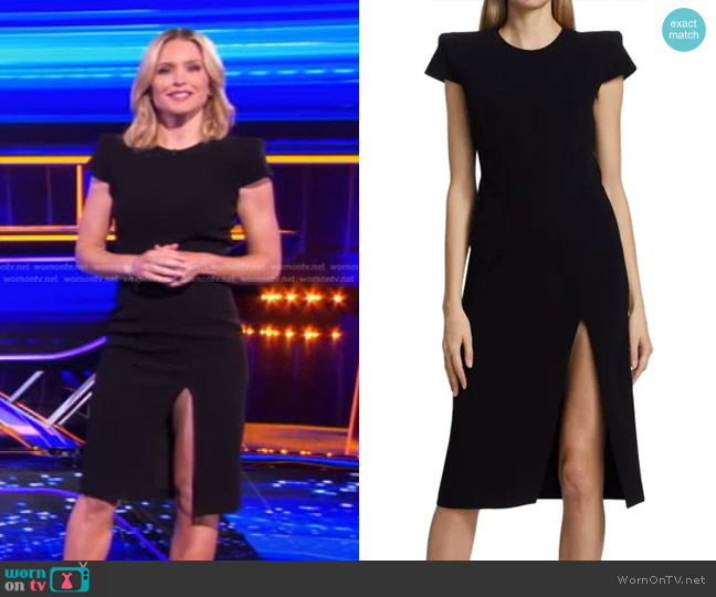 Sergio Hudson Short-Sleeve Midi-Dress worn by Sara Haines on The Chase