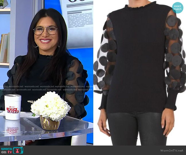 Sioni Polka Dot Illusion Sleeve Sweater worn by Joelle Garguilo on Today