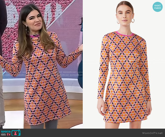 Scoop Crewneck Jacquard Short Dress in Orange Tiger Diamond worn by Kathy Buccio on Today