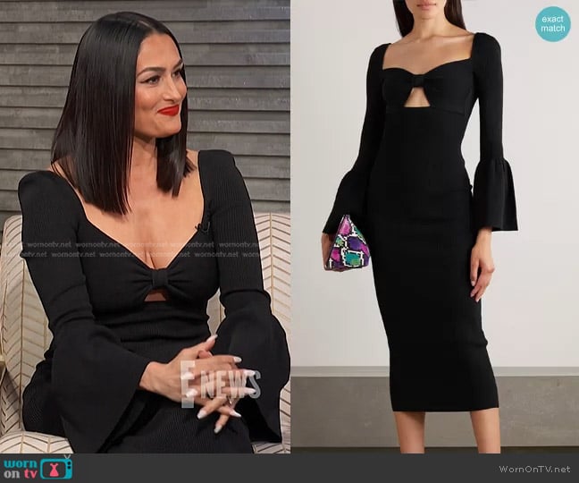 Self Portrait Cutout Ribbed-Knit Midi Dress worn by Nikki Bella on E! News