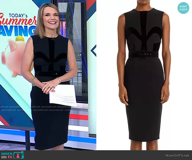 Sergio Hudson Belted Velvet-Embellished Dress worn by Savannah Guthrie on Today