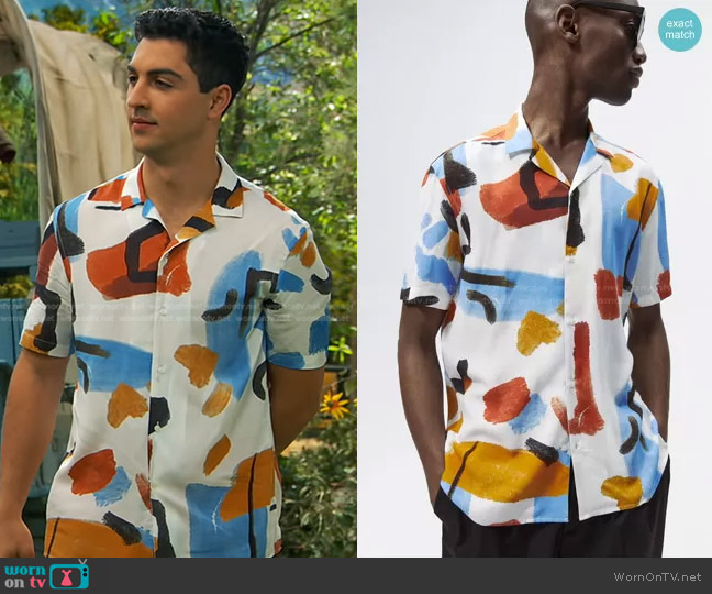 Zara Shirt with Abstract Print worn by Parker Preston (Trevor Tordjman) on Bunkd