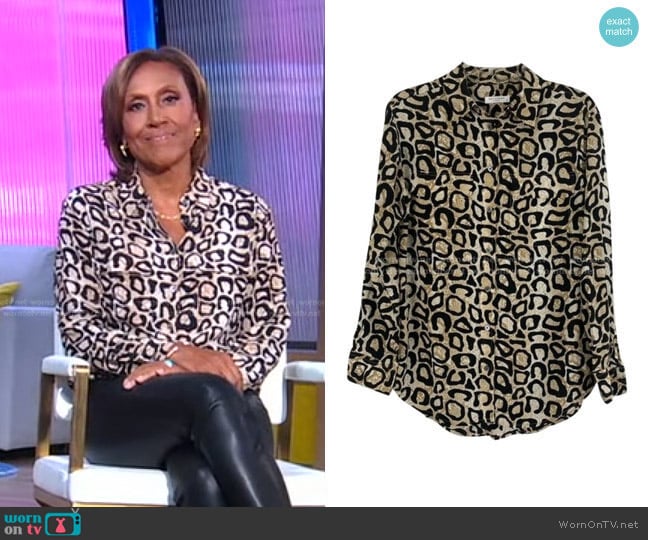 Equipment Signature Silk Blouse worn by Robin Roberts on Good Morning America