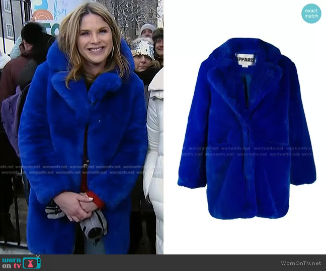 Apparis Sophie Faux Fur Coat worn by Jenna Bush Hager on Today