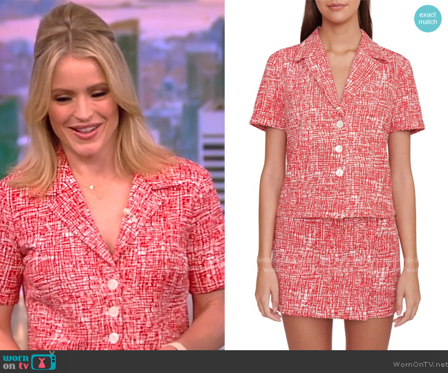 Staud Nicola Stretch Cotton Button-Up Top worn by Sara Haines on The View
