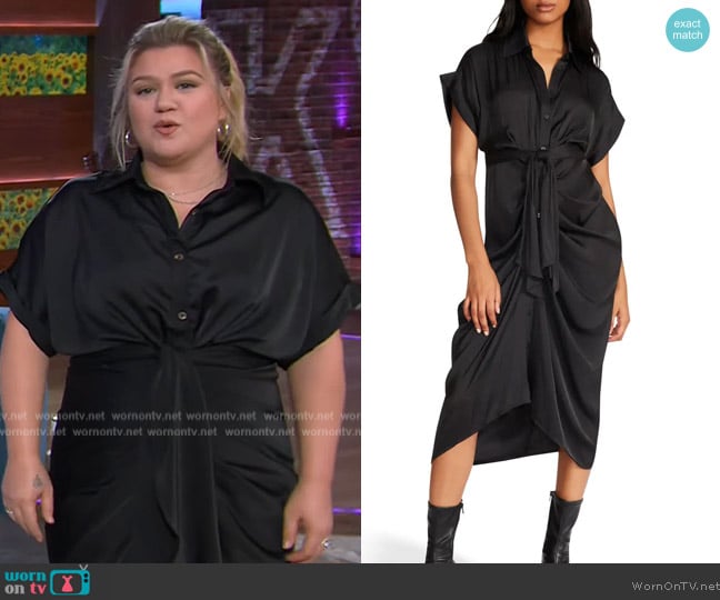 Steve Madden Tori Tie Waist Midi Shirtdress worn by Kelly Clarkson on The Kelly Clarkson Show