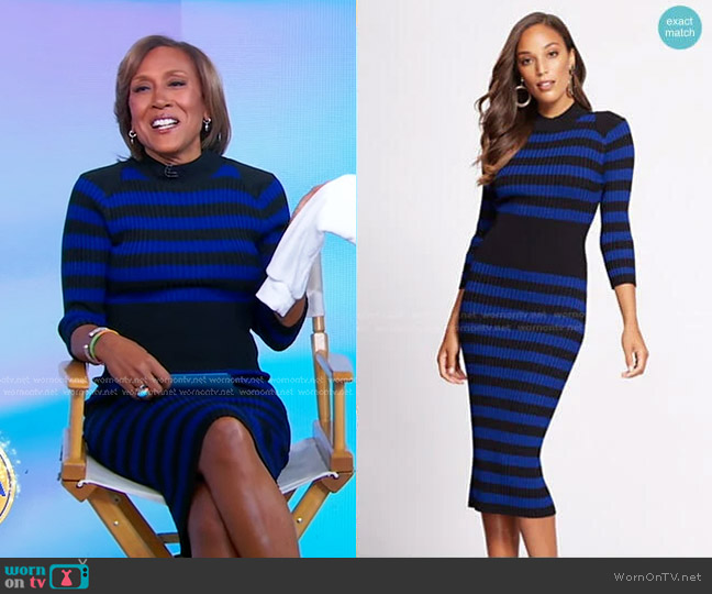 New York & Company Stripe Sweater Dress - Gabrielle Union Collection worn by Robin Roberts on Good Morning America