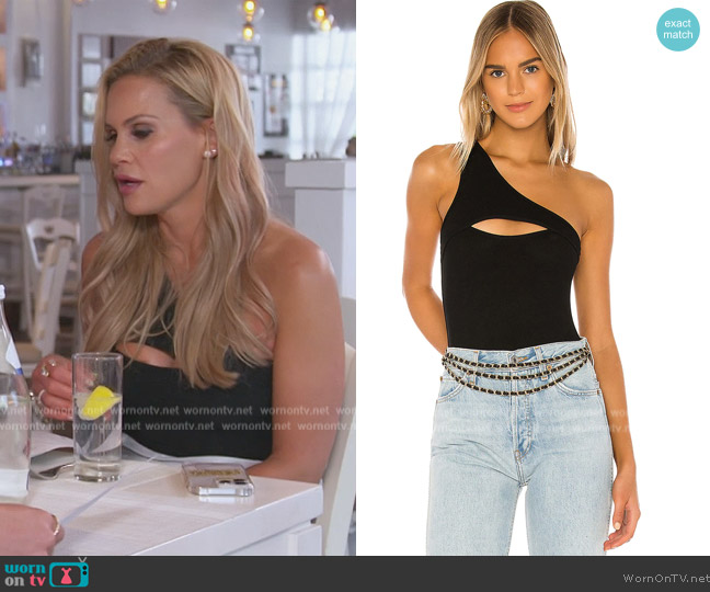 Superdown Sadra One Shoulder Bodysuit worn by Jackie Goldschneider on The Real Housewives of New Jersey